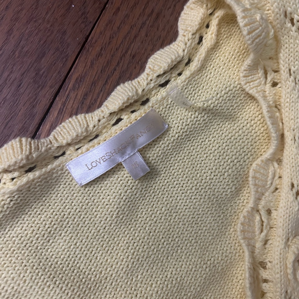 Buttercup Yellow Knit Crochet Trim Women’s Dress - Picture 3 of 6